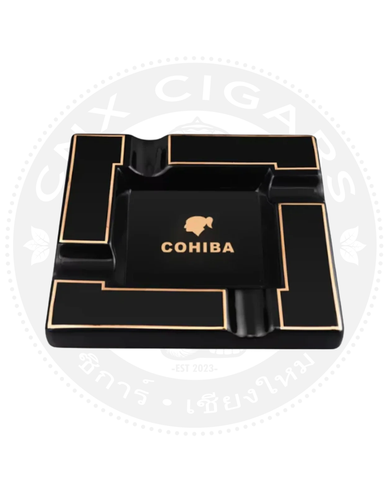 Cohiba Square Ashtray Black and Yellow